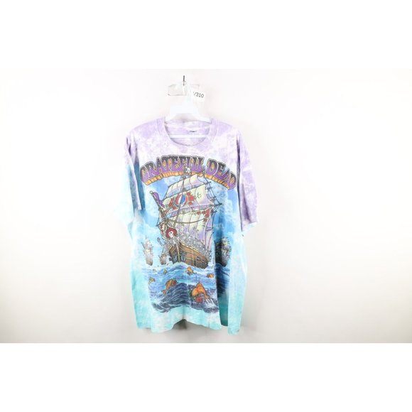 Vintage 90s Mens XL Spell Out Grateful Dead Ship of Fools Band T-Shirt Cotton